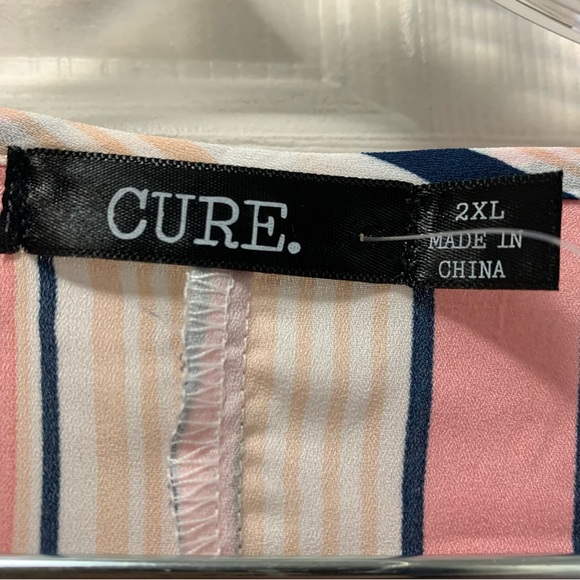 CURE peasant stripe ruffle sleeves v neck top size 2XL !! - Picture 11 of 11